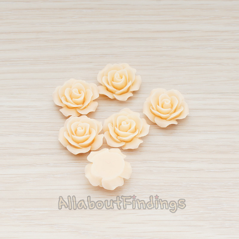 CB.157-01 // Medium Angelique Rose Flower Flat Back Cabochon, 4 Pc
