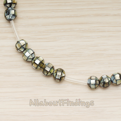 ET.013 // Colored Mother of Pearl MOP Drilled 6mm Round Ball Beads, 4 Pc