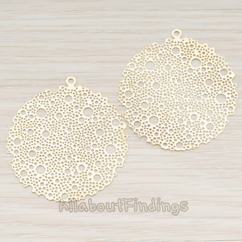 PD.245 // Filigree Round Dotted Moon Pendant, 2 Pc
