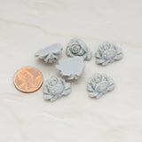 Full Bloom Rose Flower Flat Back Cabochon, 4 Pc (CB.100)
