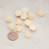 Half Rose Flower Flat Back Cabochon, 6 Pc (CB.125)