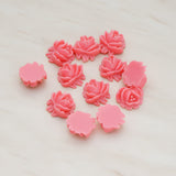 Half Rose Flower Flat Back Cabochon, 6 Pc (CB.125)
