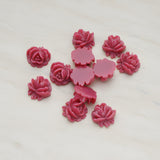 Half Rose Flower Flat Back Cabochon, 6 Pc (CB.125)