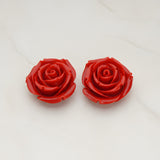 Chunky Rose Flower Flat Back Cabochon, 2 Pc (CB.152)