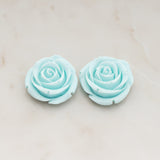 Chunky Rose Flower Flat Back Cabochon, 2 Pc (CB.152)