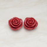 Chunky Rose Flower Flat Back Cabochon, 2 Pc (CB.152)