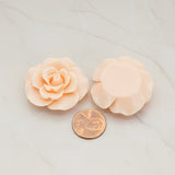 Ruffle Rose Flower Flat Back Cabochon, 2 Pc (CB.157)