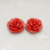 Ruffle Rose Flower Flat Back Cabochon, 2 Pc (CB.157)