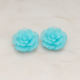 Ruffle Rose Flower Flat Back Cabochon, 2 Pc (CB.157)