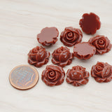 Half Rose Flower Flat Back Cabochon, 4 Pc (CB.176)