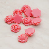 Half Rose Flower Flat Back Cabochon, 4 Pc (CB.176)