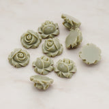 Half Rose Flower Flat Back Cabochon, 4 Pc (CB.176)
