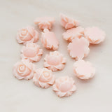 Half Rose Flower Flat Back Cabochon, 4 Pc (CB.176)