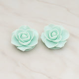 Button Rose Flower Flat Back Cabochon, 2 Pc (CB.183-03)