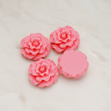 Ruffle Rose Flower Flat Back Cabochon, 4 Pc (CB.188-01)
