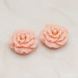 Ruffle Rose Flower Flat Back Cabochon, 2 Pc (CB.188)