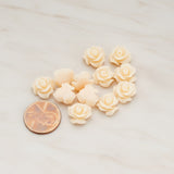 Small Bloom Rose Flower Flat Back Cabochon, 6 Pc (CB.191-01)
