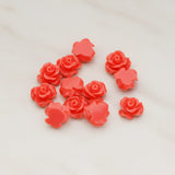 Small Bloom Rose Flower Flat Back Cabochon, 6 Pc (CB.191-01)