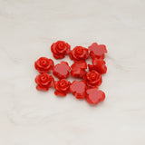 Small Bloom Rose Flower Flat Back Cabochon, 6 Pc (CB.191-01)
