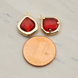 Pear Framed Glass Pendant, 2 Pc (FS.299)