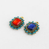 PD.2147 // Antique Blue Flame Cubic Pendant, 1 Pc / P-SS-1129