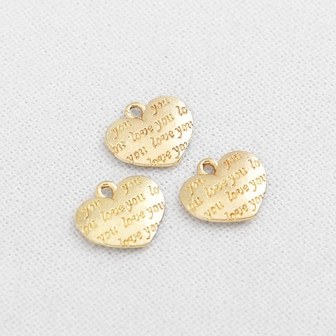 PD.2157 // Lettering Heart Pendant, 4Pc / P-SS-1160