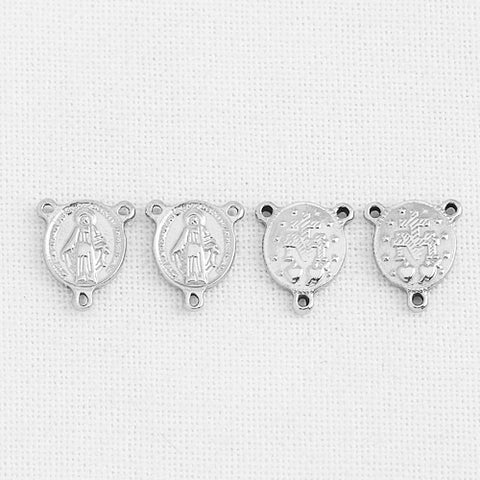 SG.181 // Surgical Steel Jesus Coin Triple Connector, 2Pc / P-DQ-0243