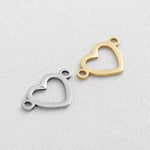 SG.178 // Surgical Steel Line Heart  Connector, 1Pc /  P-DQ-0241
