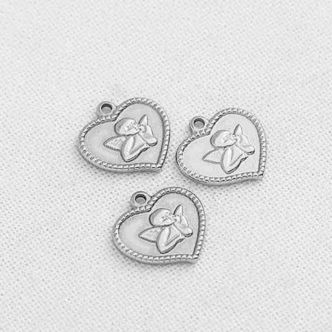 SG.208 // Surgical Steel Angel Heart Pendant, 1Pc / P-SS-1146