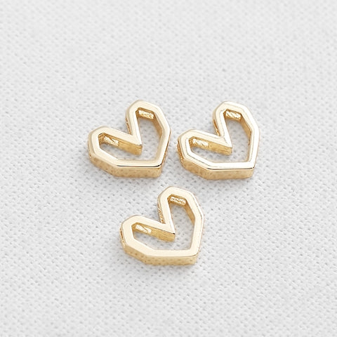 SG.321 // Surgical Steel Angled Line Hearts Pendant, 1Pc / P-DF-0202