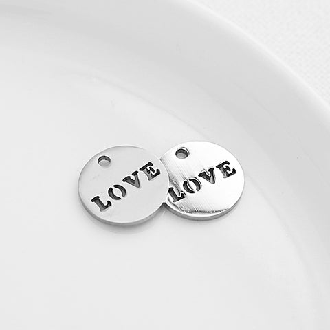 SG.234 // Surgical Steel Round Love Pendant, 2Pc / P-SS-1188