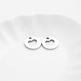SG.246 // Surgical Steel Round Heart Pendant, 2Pc / P-SS-1187