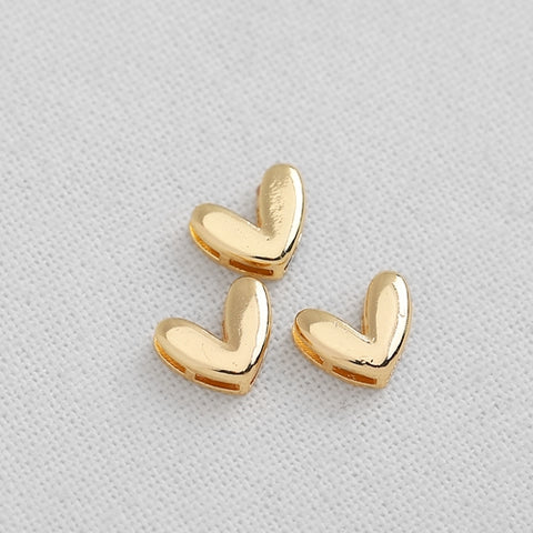 SG.352 // Surgical Steel Gold Heart Pass Type Pendant, 1pc / P-DF-0228