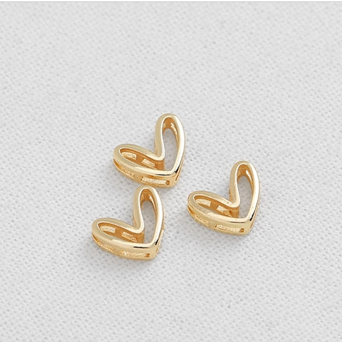 SG.353 // Surgical Steel Gold Flame Heart Pass Type Pendant, 1pc / P-DF-0229