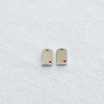 SG.389 // Surgical Steel Red Heart Name Tag Pendant , 1pc / 5-6548-01