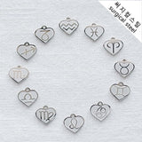 SG.396 // Surgical Steel Zodiac Sign Heart Pendant , 1pc / 5-6545-00
