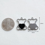 SG.419 // Surgical Steel Heart Bear Pendant , 1pc / 5-6506-06