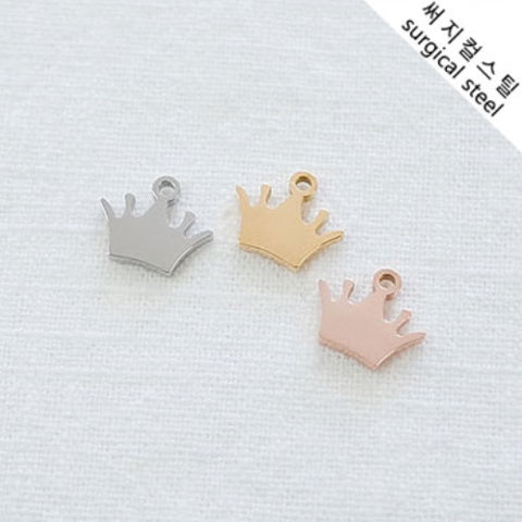 SG.418 // Surgical Steel Simple Crown Pendant , 1pc / 5-6544-05