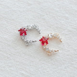 PD.2163 // Cubic Moon & Red Star Connector Pendant, 1 Pc / 5-2039-05