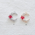 PD.2163 // Cubic Moon & Red Star Connector Pendant, 1 Pc / 5-2039-05