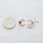 PD.2163 // Cubic Moon & Red Star Connector Pendant, 1 Pc / 5-2039-05