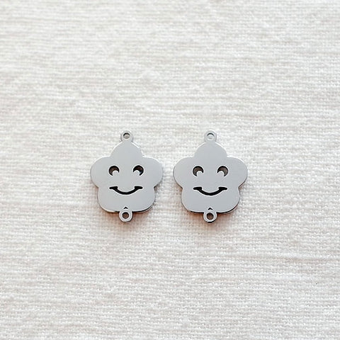 SG.423 // Surgical Steel Smile Cloud Connector Pendant , 1pc / 5-6549-04