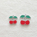 SG.424 // Surgical Steel Epoxy Cherry Pendant , 1pc / 5-6549-05