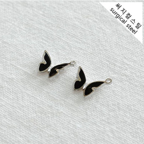 SG.428 // Surgical Steel Black Butterfly Pendant , 1pc / 5-6549-06