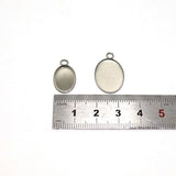 SG.512 // Surgical Steel Oval resin pendant [Siver], 1 pc