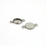 SG.513 // Surgical Steel Double Ring 10 mm Round Resin Pendant [Siver] , 1 pc