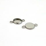 SG.513 // Surgical Steel Double Ring 10 mm Round Resin Pendant [Siver] , 1 pc