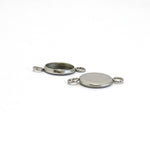 SG.513 // Surgical Steel Double Ring 10 mm Round Resin Pendant [Siver] , 1 pc