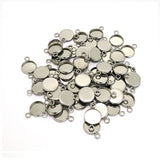 SG.513 // Surgical Steel Double Ring 10 mm Round Resin Pendant [Siver] , 1 pc