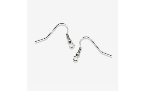 SG.605 // Surgical Steel Ball spring hook fishing earrings [Silver], 4 pc